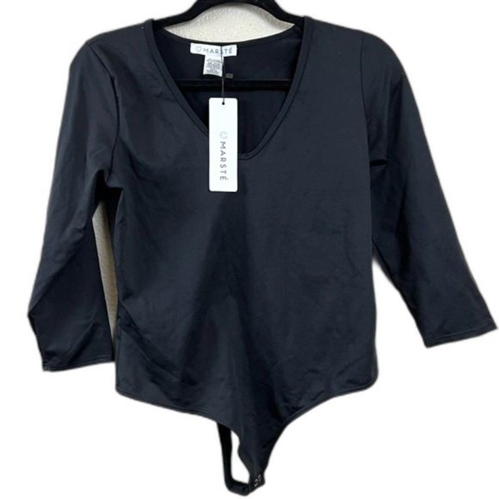 Marste Black 3/4 Sleeve Bodysuit - Picture 2 of 4